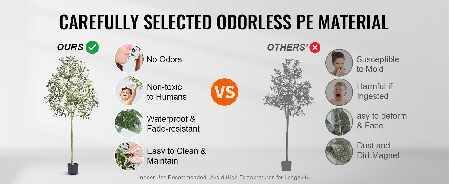 Arbore artificial SucceBuy Olive Înalțime 5/6 ft copac fals înalt, plantă decorativă verde, realist, în ghiveci, pentru casă, birou, depozit, interior