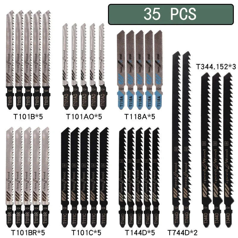 Assorted HCS T‑Shank Jigsaw Blades Set-20 pcs