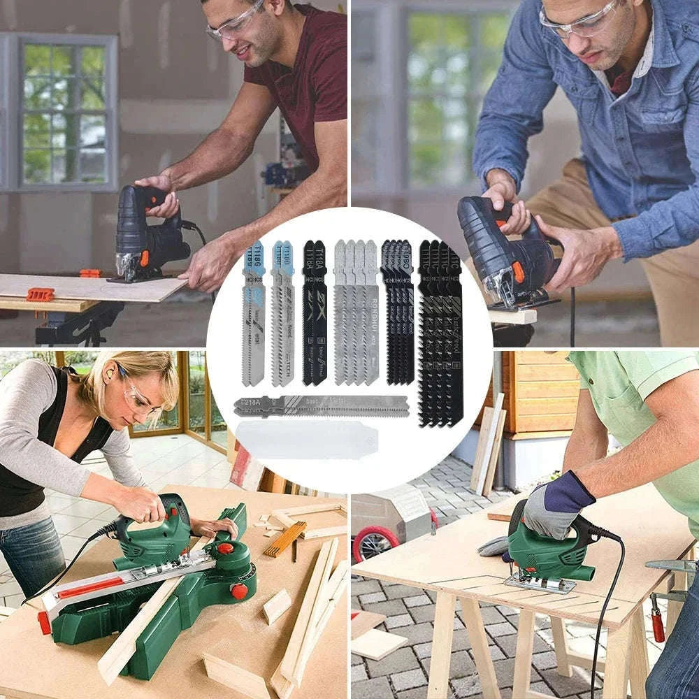 Assorted HCS T-Shank Jigsaw Blades Set for Wood, Plastic, Metal-20 pcs