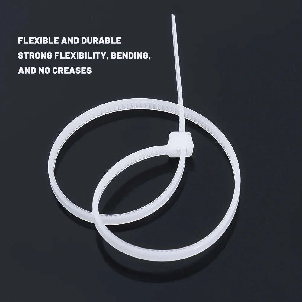 Assorted Nylon Cable Ties – Reusable Fastening Straps-White(100Pcs) / 3x100mm