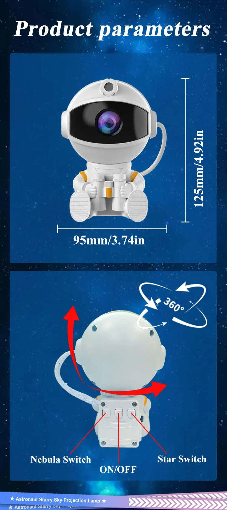 Astronaut Galaxy Projector Night Light with Remote & Timer-Hold Telescope / USB Plug / United States