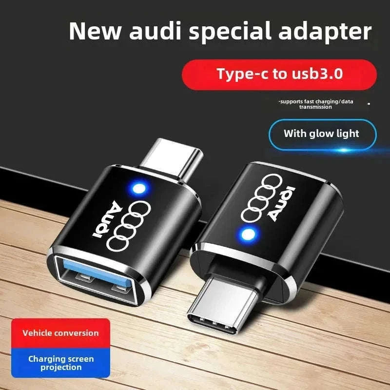 Audi USB-C Charging Adapter for A1 A3 A4 A5 A6 Q3 Q5 Q7 Q8-silvery 1pc