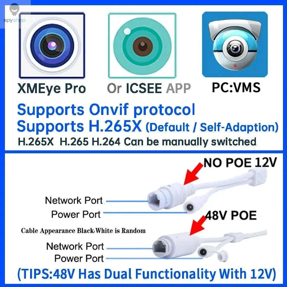 Audio IP POE Mini 5MP Security Camera-4MP-DC 12v add Power / 2.8mm Cone Lens