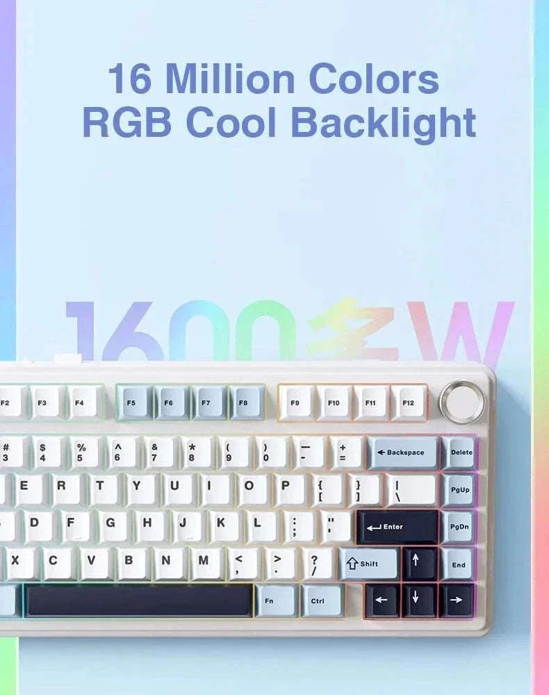 AULA F75 Wireless Mechanical Keyboard RGB 75% Hot Swap 78-Key-Reef Black / White Switch
