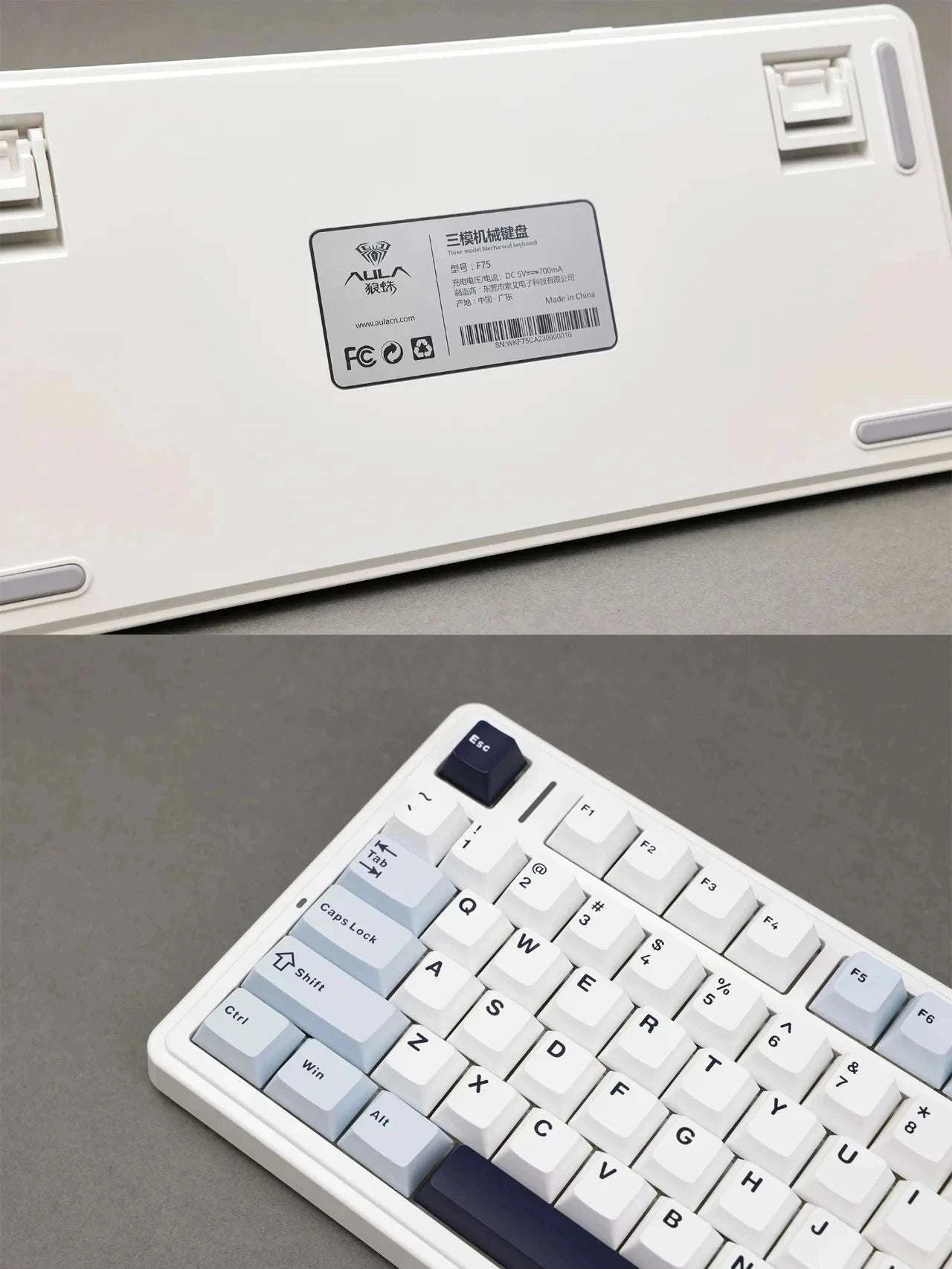 AULA F75 Wireless Mechanical Keyboard RGB 75% Hot Swap 78-Key-Reef Black / White Switch