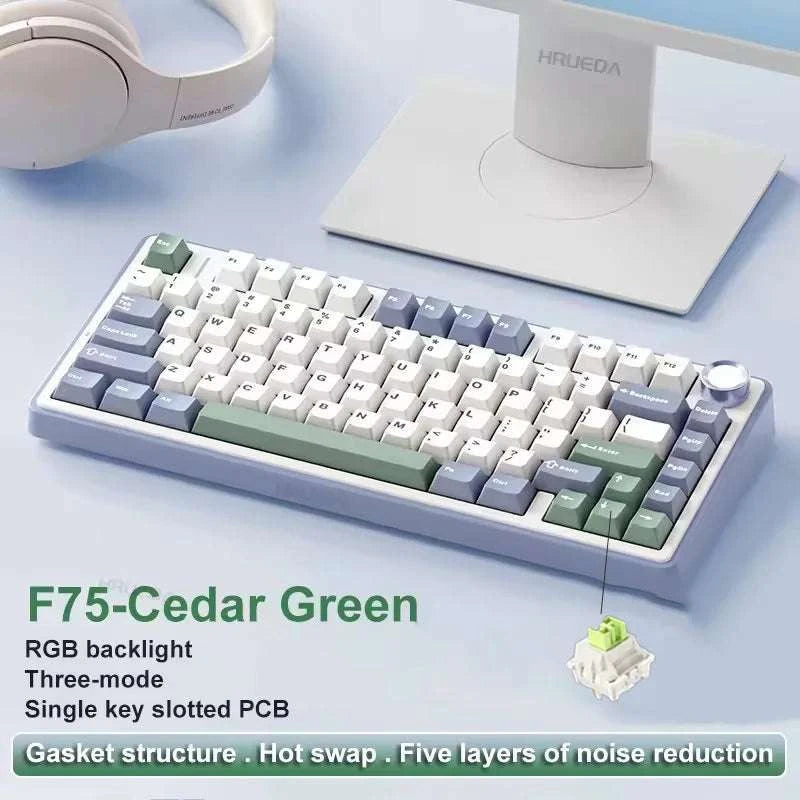 AULA F75 Wireless Mechanical Keyboard RGB 75% Hot Swap 78-Key-Reef Black / White Switch
