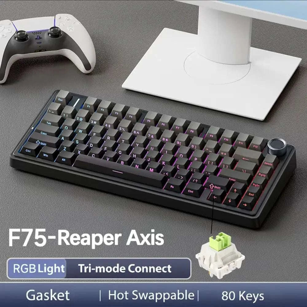 AULA F75 Wireless Mechanical Keyboard RGB 75% Hot Swap 78-Key-Reef Black / White Switch