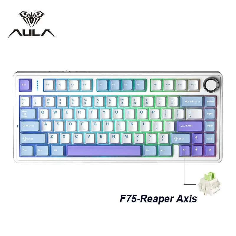 AULA F75 Wireless Mechanical Keyboard RGB 75% Hot Swap 78-Key-Reef Black / White Switch
