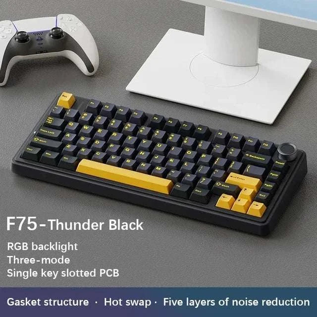 AULA F75 Wireless Mechanical Keyboard RGB 75% Hot Swap 78-Key-Reef Black / White Switch