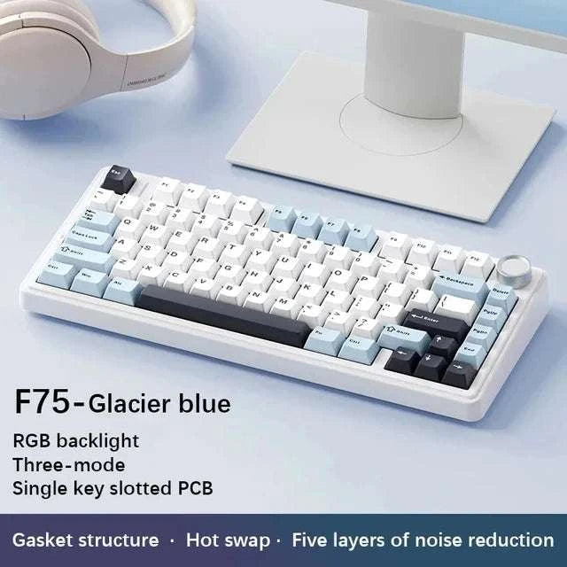 AULA F75 Wireless Mechanical Keyboard RGB 75% Hot Swap 78-Key-Reef Black / White Switch