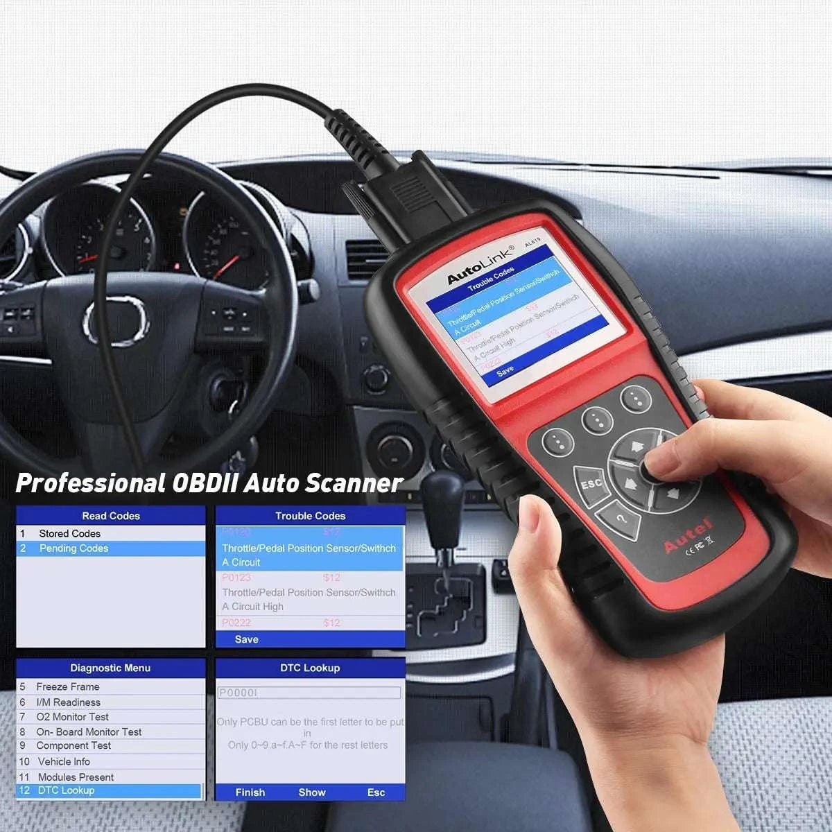 Autel AL619 OBD2 Scanner ABS SRS Car Diagnostic Code Reader-AL619 / Polish / UNITED KINGDOM