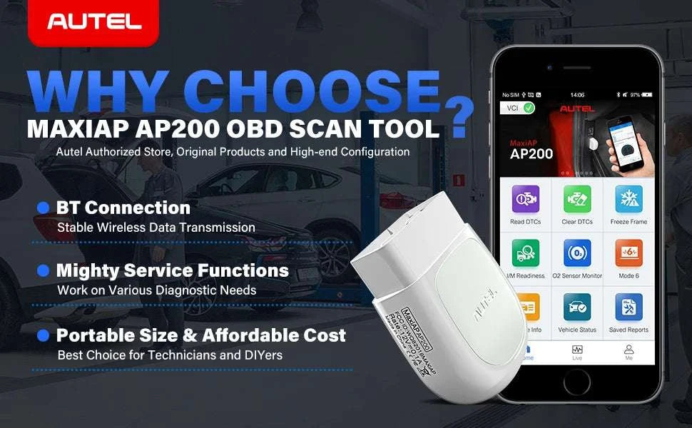 Autel AP200 Bluetooth OBD2 Scanner Full System Car Diagnostic Tool-Original / GERMANY