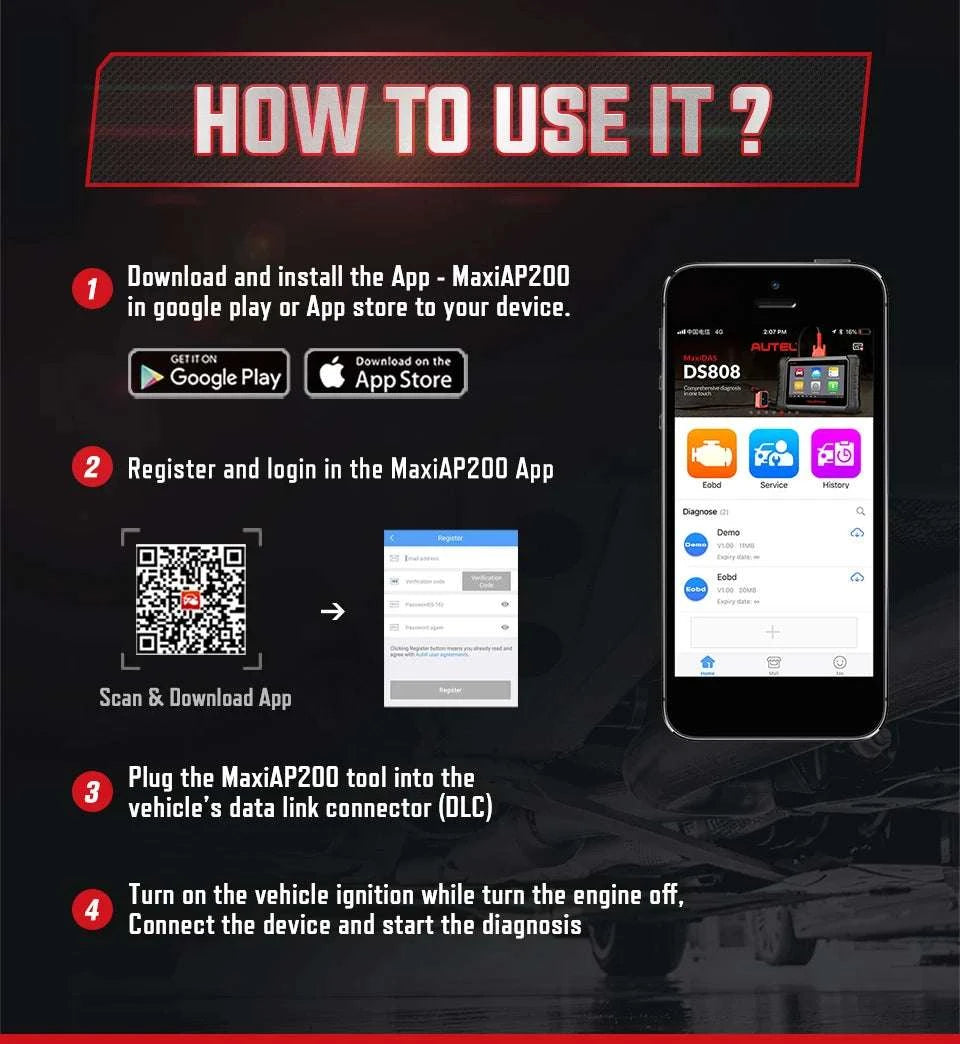 Autel AP200 Bluetooth OBD2 Scanner Full System Car Diagnostic Tool-Original / GERMANY