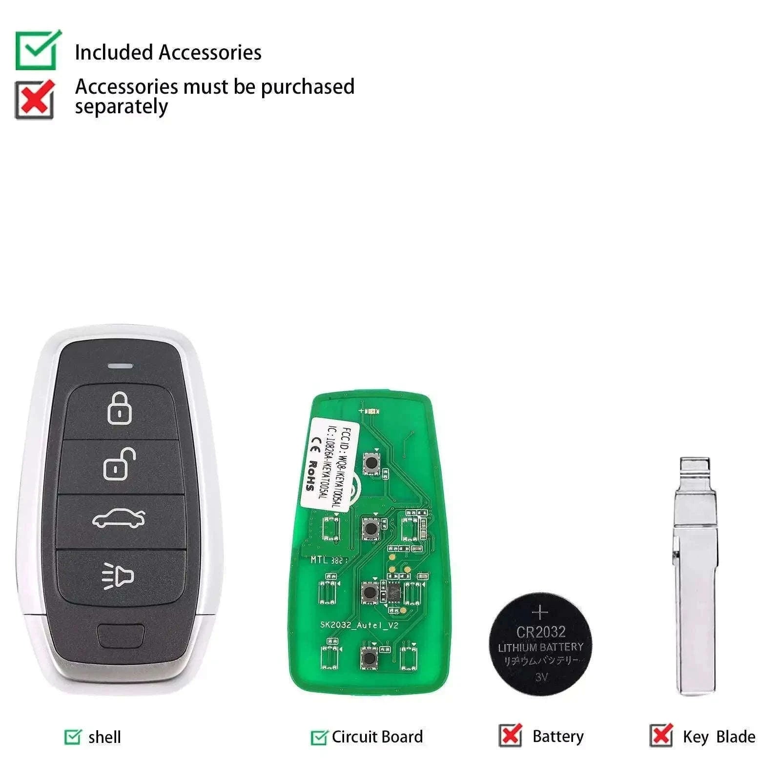 Autel IKEYAT004CL 4-Button Universal Smart Car Key for KM100-China Mainland