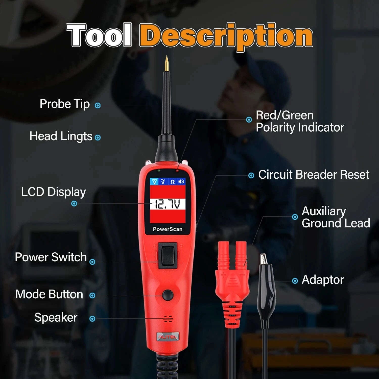 Autel PowerScan PS100 Automotive Circuit Tester and AVOmeter-PS100 Black / English / United States