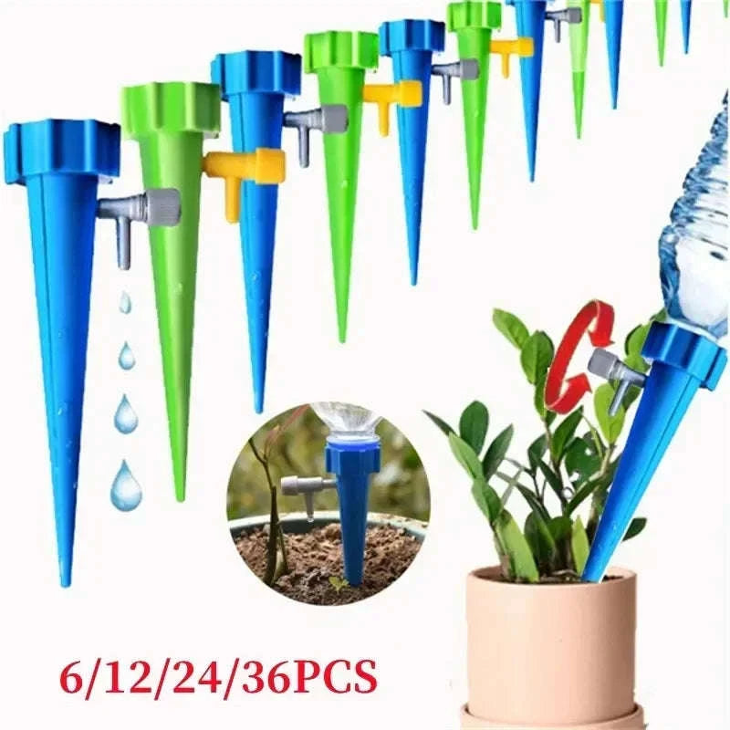 Auto Adjustable Drip Spike Watering System-6pcs Green