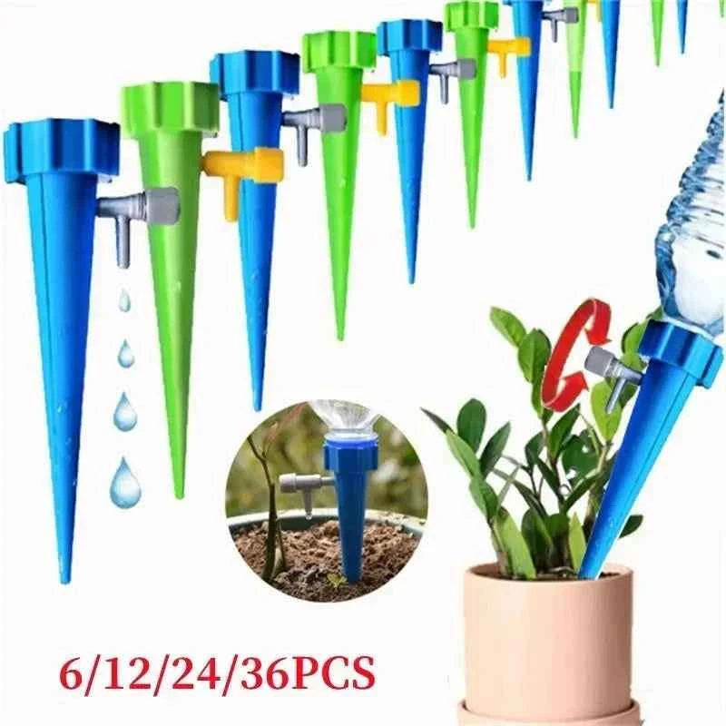 Auto Adjustable Drip Spike Watering System-6pcs Green