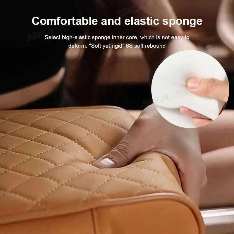 Auto Center Console Armrest Cushion with Dual Cup Holders-Brown