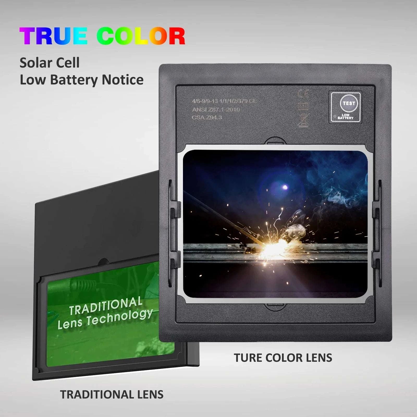 Auto-Darkening Welding Helmet 1/1/1/1 True Color 4 Sensors-UN9k Black