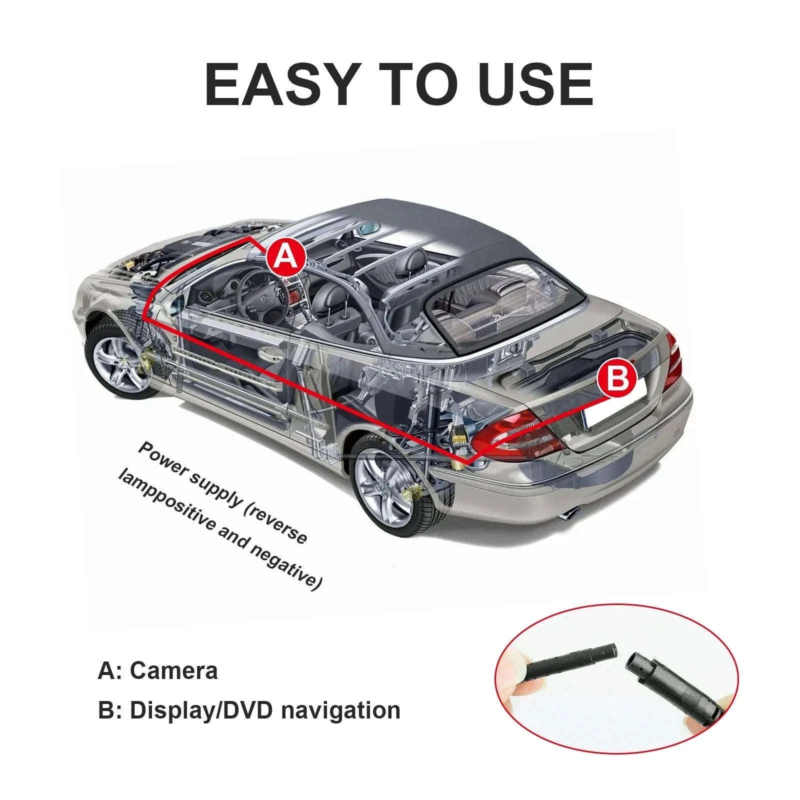 AUTOABC AHD 720P Waterproof Car Rear View Camera, 175°-Universal Camera / United States / 12 V