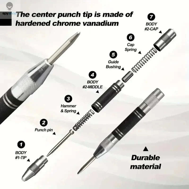 Automatic Center Punch Tool – Spring‑Loaded Precision Marking for Wood, Metal & Glass-Center Punch 2pc