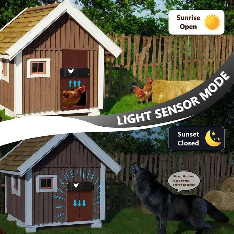 Automatic Chicken Coop Door with Light Sensor Control-Brown