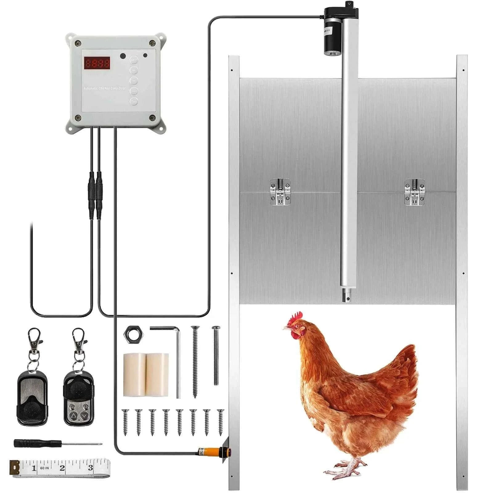 Automatic Chicken Coop Door with Timer, Light Sensor & 2 Remotes-EU plug / 11.8 x 11.8 in / france