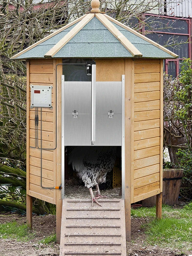 Automatic Chicken Coop Door with Timer, Light Sensor & 2 Remotes-EU plug / 11.8 x 11.8 in / france