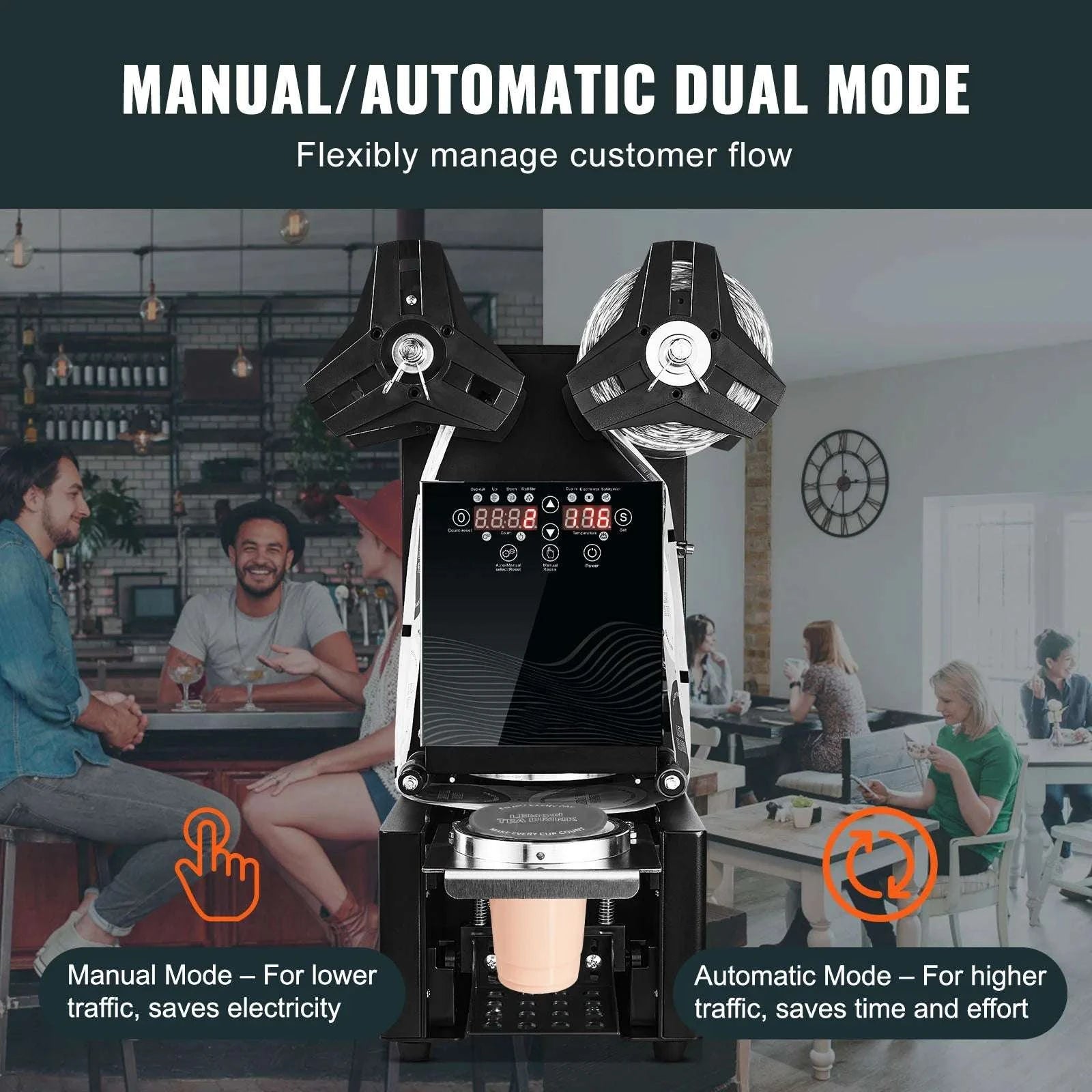 Automatic Cup Sealing Machine 500–650 Cups/H for Boba & Drinks-Black New / United States