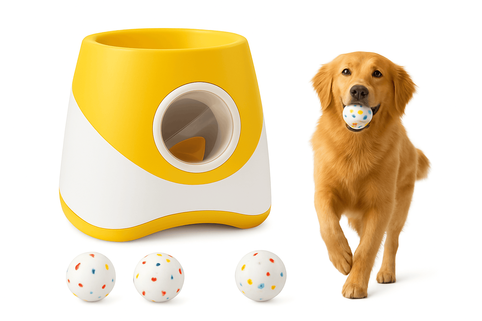 Automatic Dog Ball Launcher with 3 Balls, Adjustable 19–45 ft-Orange / france