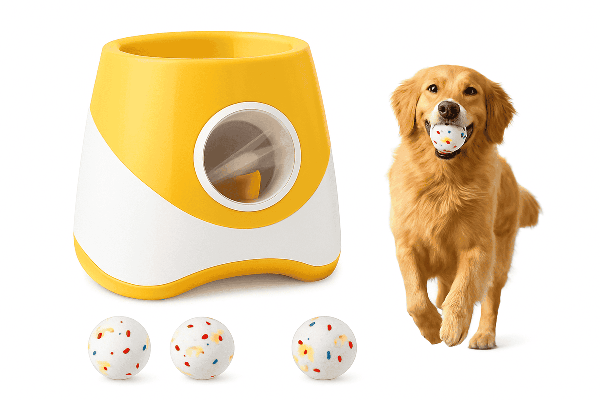 Automatic Dog Ball Launcher with 3 Balls, Adjustable 19–45 ft-Orange / france