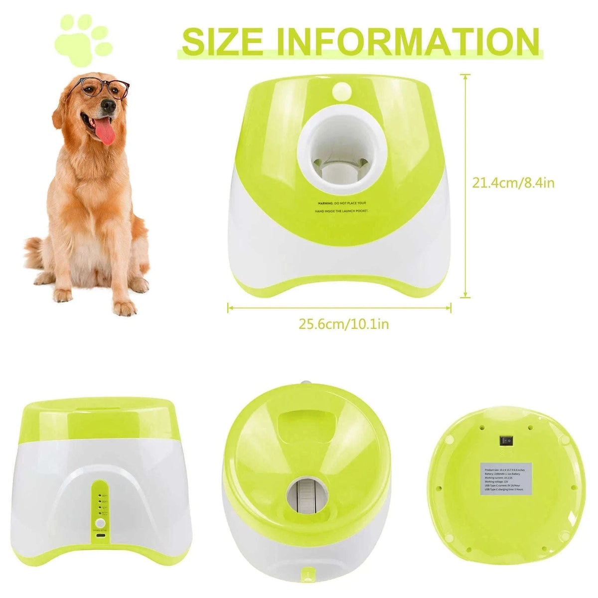 Automatic Dog Ball Launcher with 3 Distances, USB Rechargeable-with 3 tennis / france