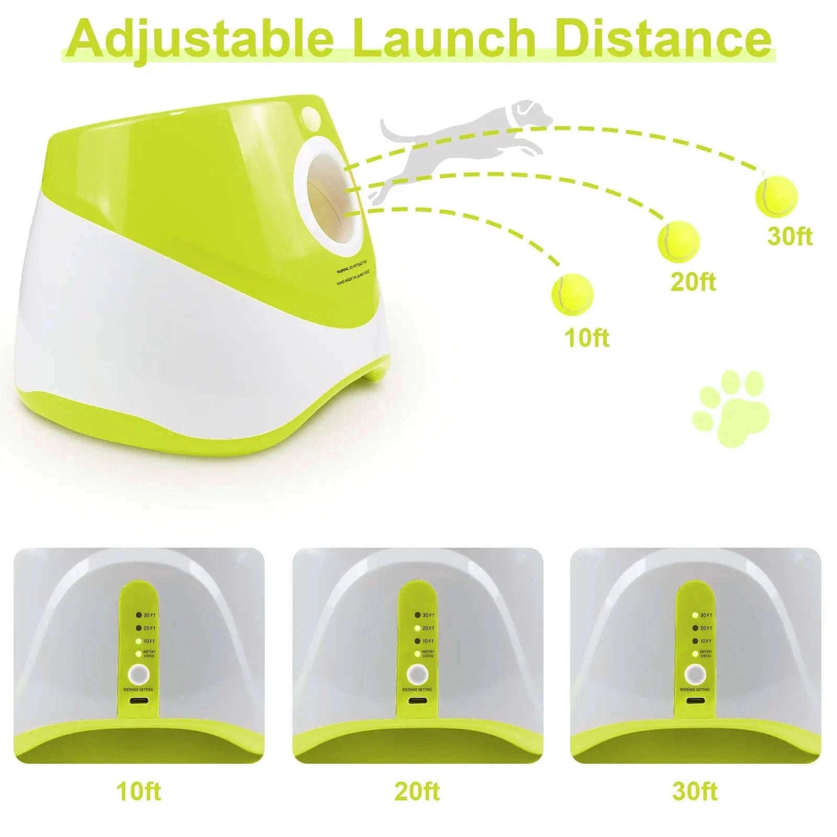 Automatic Dog Ball Launcher with 3 Distances, USB Rechargeable-with 3 tennis / france