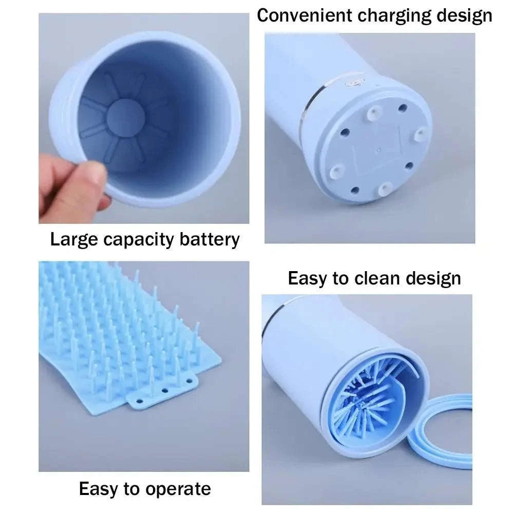 Automatic Dog Paw Cleaner Electric Grooming Cup-Blue