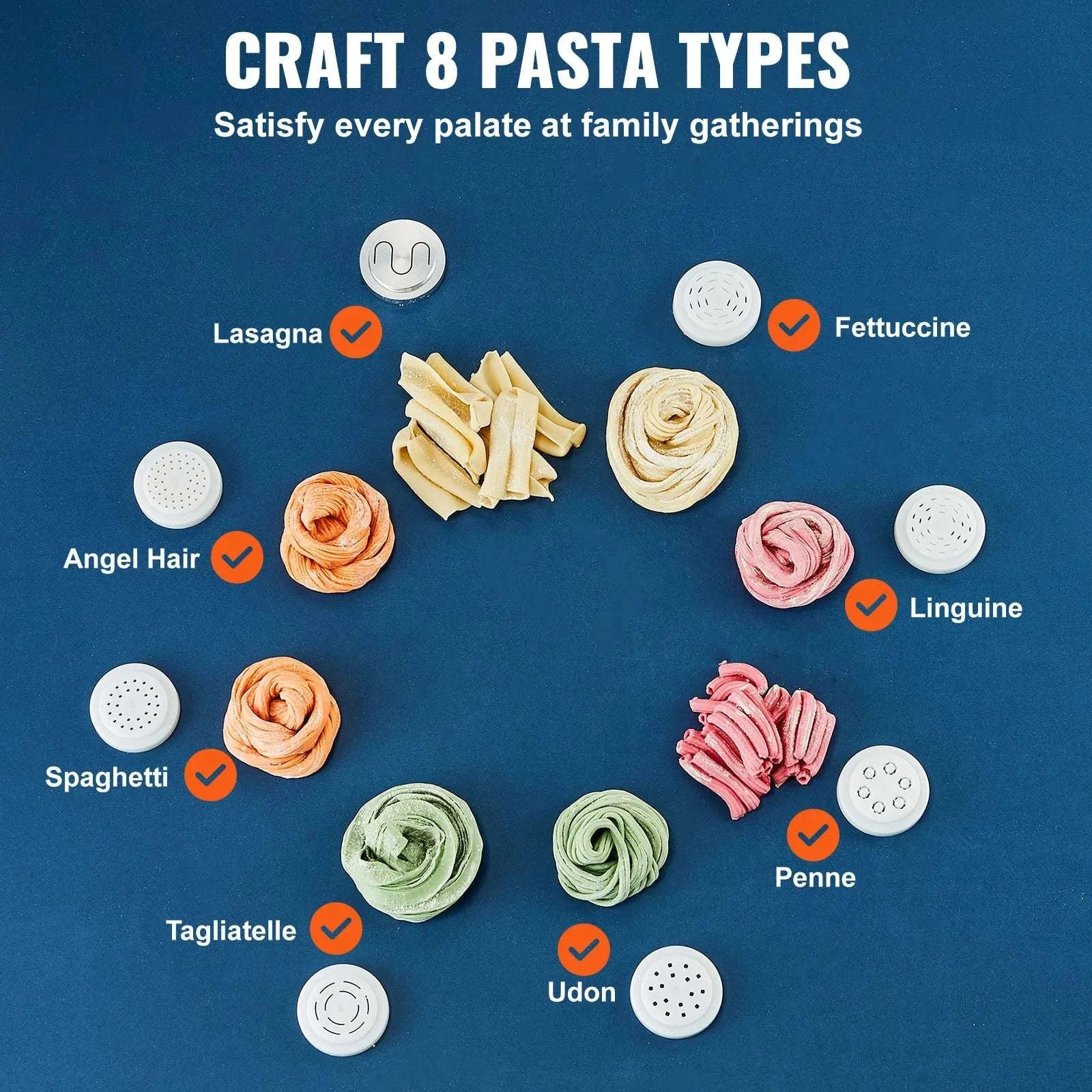 Automatic Electric Pasta Maker with 4 Modes & 500g Capacity-United States