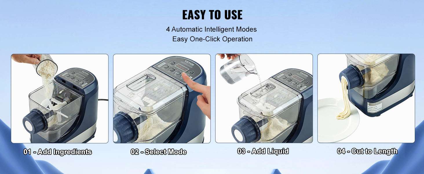 Automatic Electric Pasta Maker with 4 Modes & 500g Capacity-United States