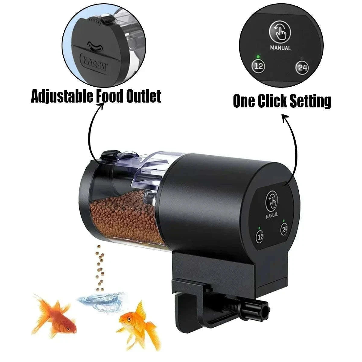 Automatic Fish Feeder with Programmable Timer, 100ml Capacity-Base upgrade version