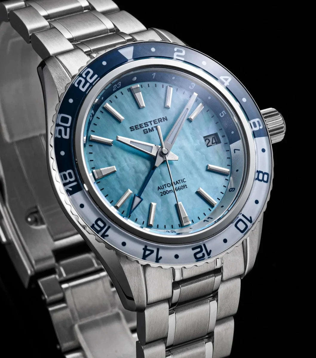 Automatic GMT Diver Watch NH34 Sapphire 200m Stainless Steel 41mm-Green