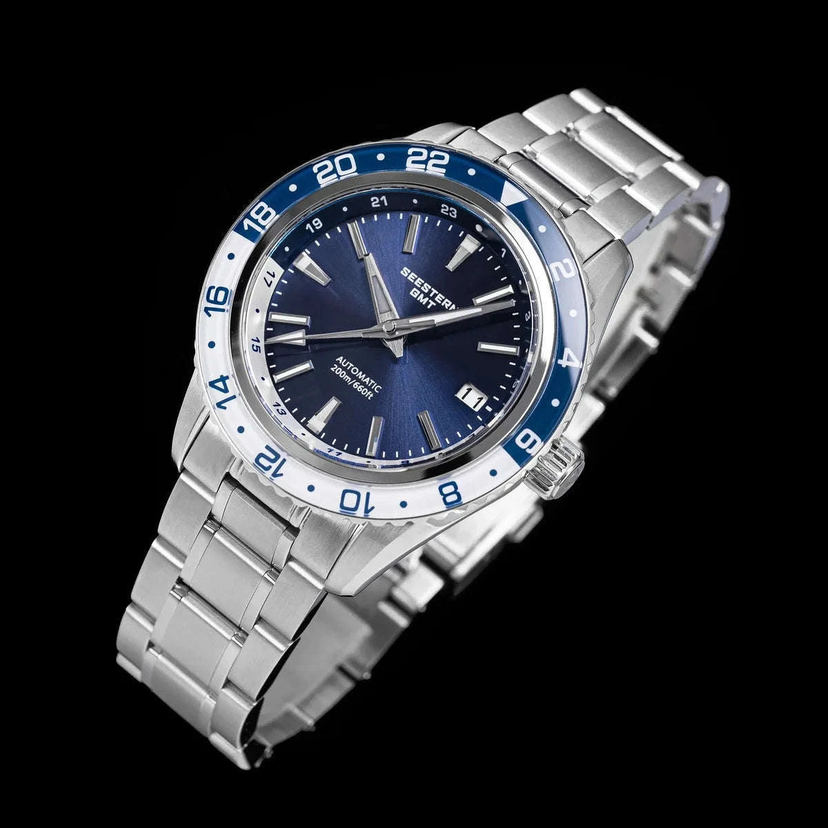 Automatic GMT Diver Watch NH34 Sapphire 200m Stainless Steel 41mm-Green