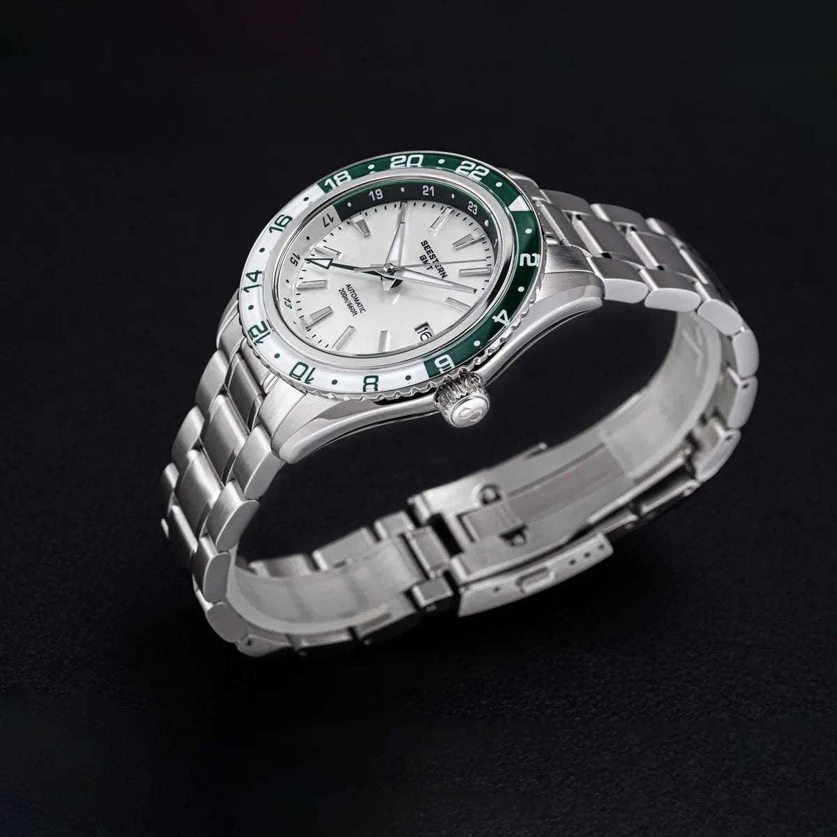 Automatic GMT Diver Watch NH34 Sapphire 200m Stainless Steel 41mm-Green