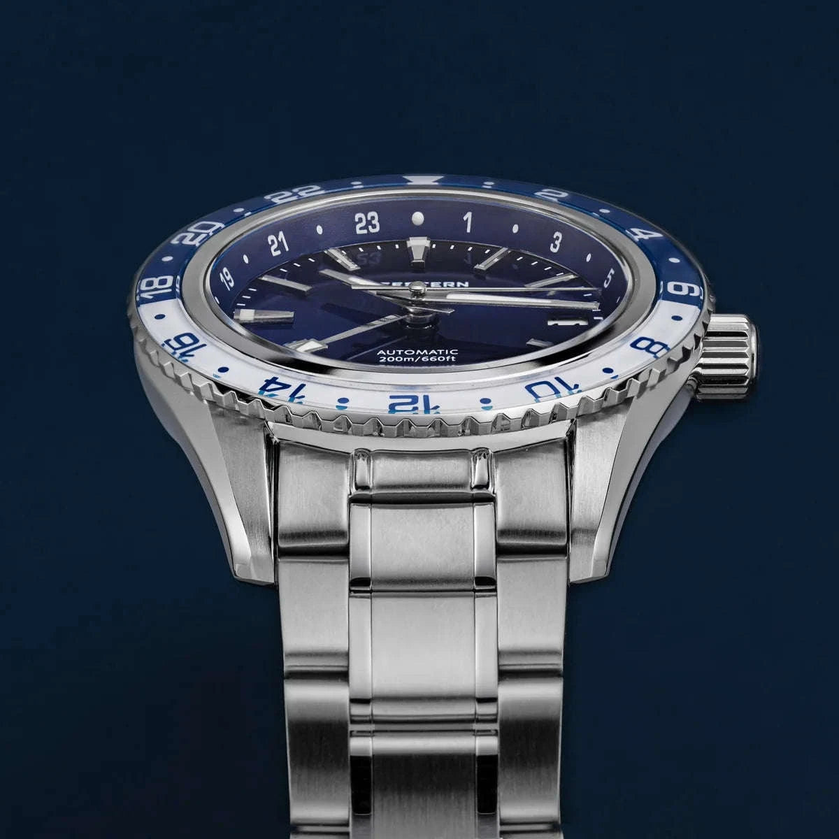 Automatic GMT Diver Watch NH34 Sapphire 200m Stainless Steel 41mm-Green