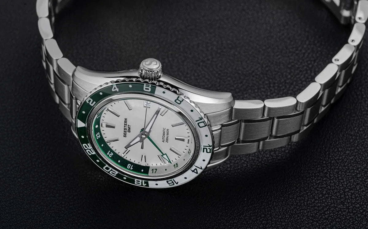 Automatic GMT Diver Watch NH34 Sapphire 200m Stainless Steel 41mm-Green