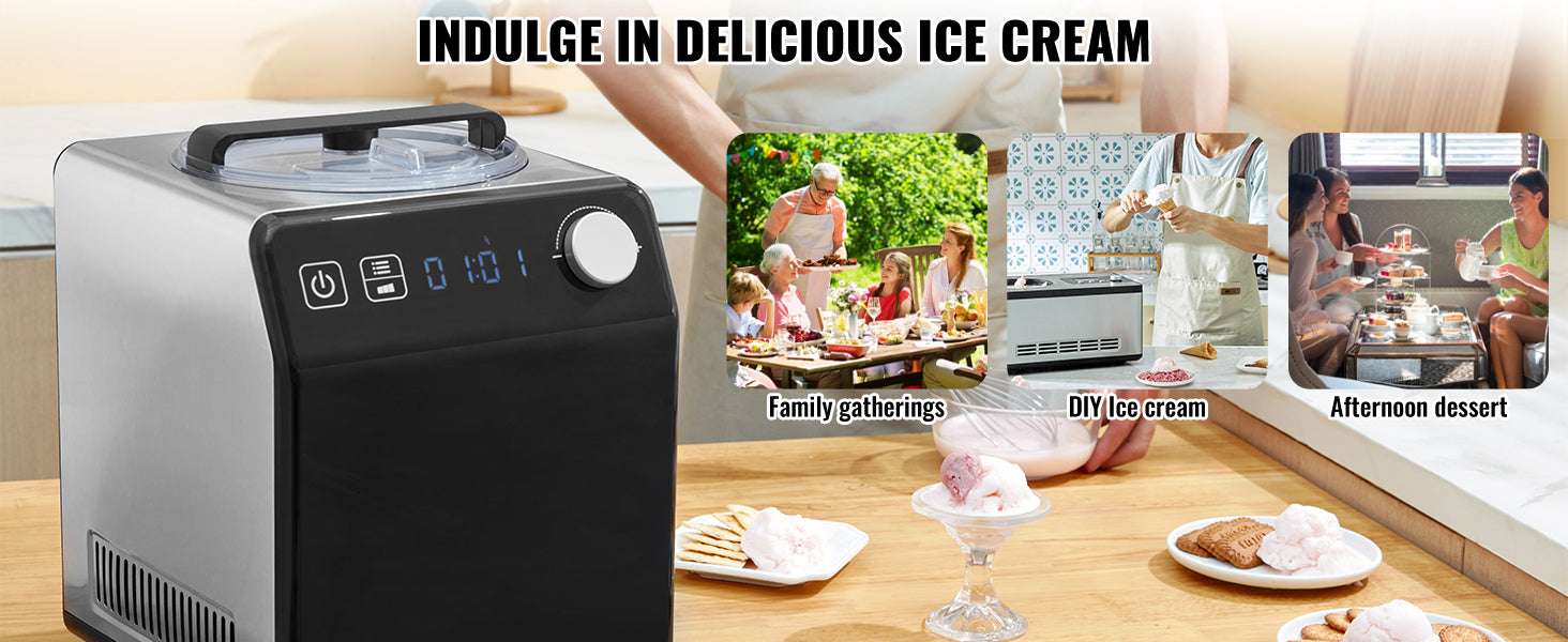 Automatic Ice Cream Maker 2QT with Built-In Compressor & 4 Modes-2QT / United States