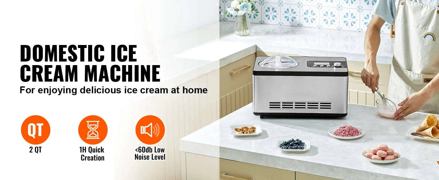 Automatic Ice Cream Maker with Built-in Compressor, 2 Quart, No Pre-Freezing-Poland