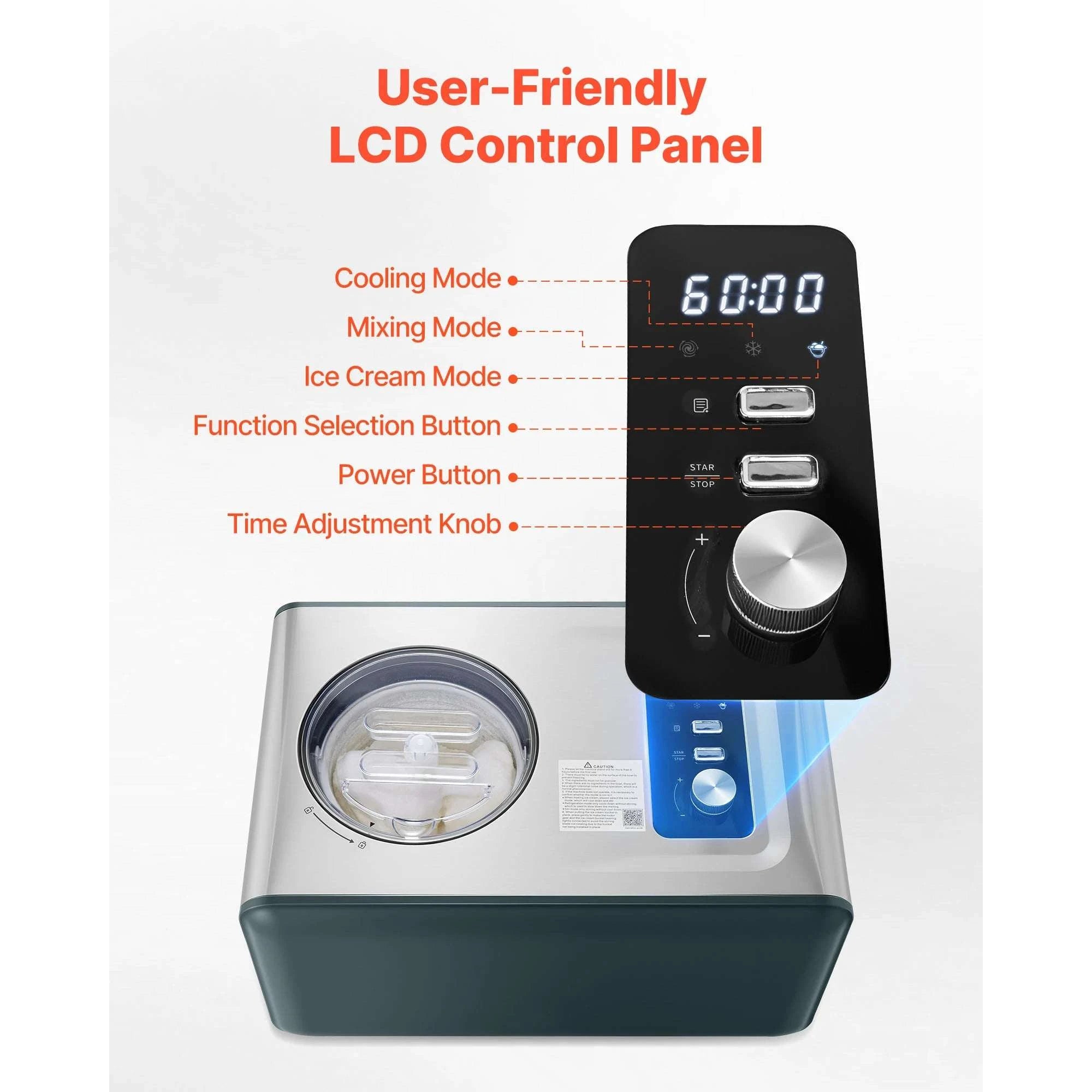 Automatic Ice Cream Maker with Compressor 1.5QT No Pre-Freezing-1.5 Quart / United States