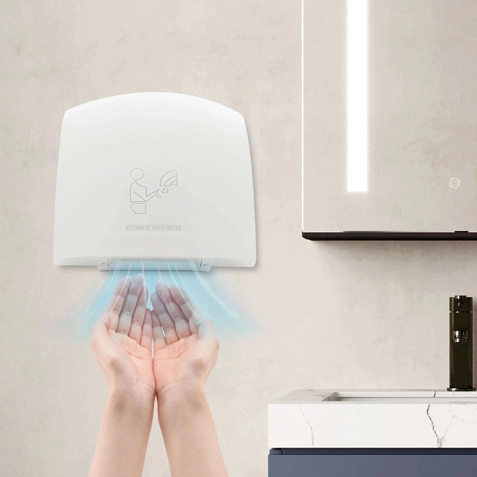 Automatic Infrared Hand Dryer 1200W Wall-Mounted Fast Drying-WHITE / United States