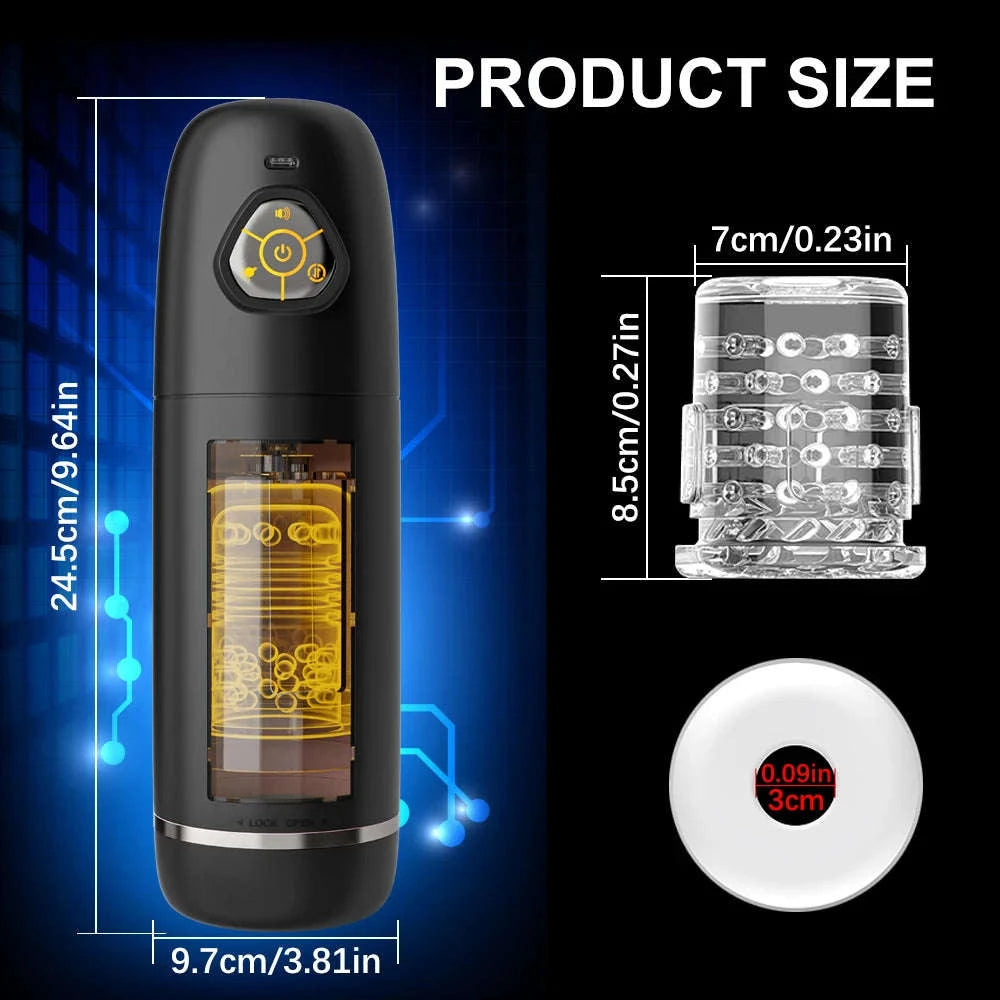 Automatic Male Masturbator Cup with Thrusting and Rotating Modes-No App Black 2