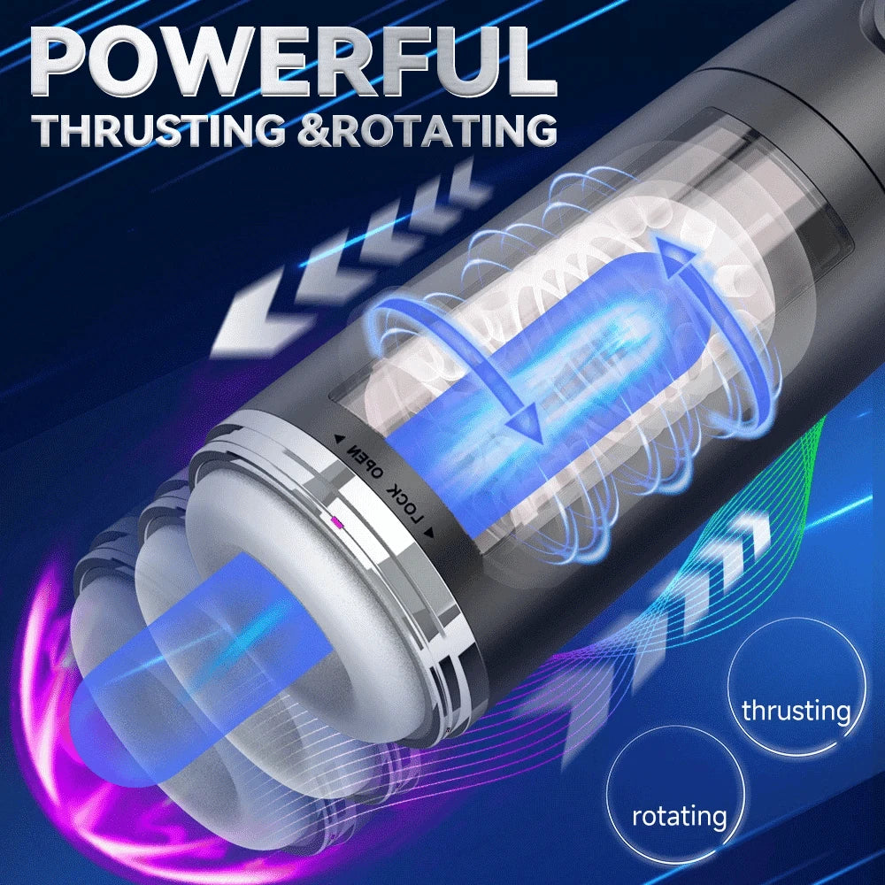 Automatic Male Masturbator Cup with Thrusting and Rotating Modes-No App Black 2