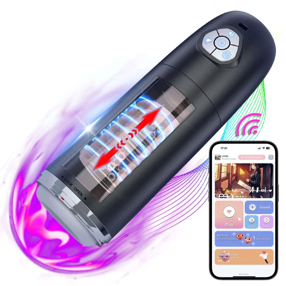 Automatic Male Masturbator Cup with Thrusting and Rotating Modes-No App Black 2