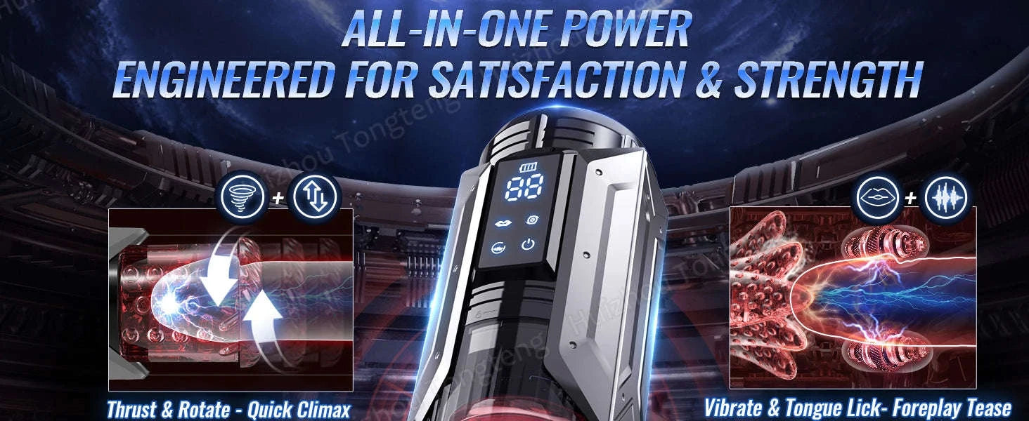 Automatic Male Masturbator Penis Pump with Thrusting and Suction Modes-APP Red Box